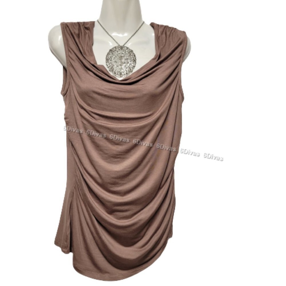 Womens Sleeveless Top, Taupe Brown Top, Cotton Blouse Top - S, M, L, XL - NEW